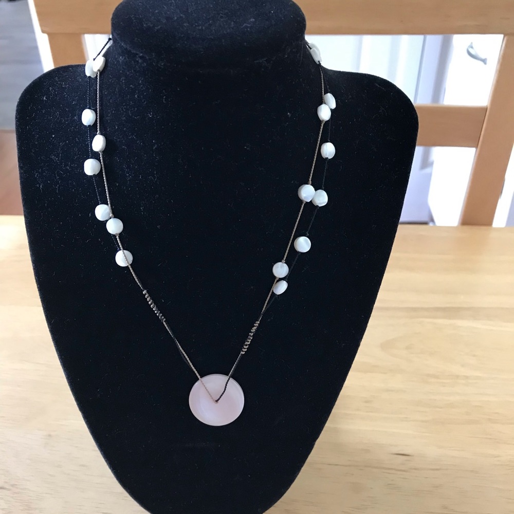 Handmade Mother of Pearl Pink Disk w/Silver Clasp -Purchased at Jewelry Party